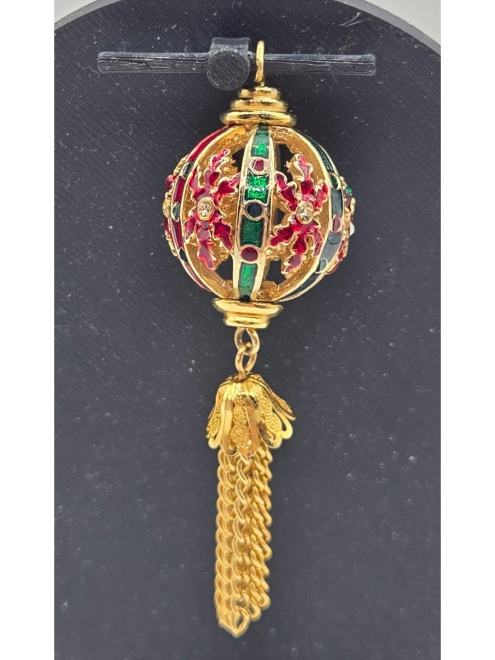 Vintage Gold Tone Christmas Ornament Pendant with Tassle